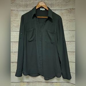 Women's Black Button Down